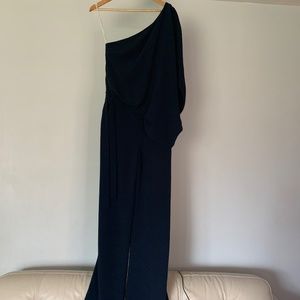 Halston Heritage navy , off shoulder jumpsuit